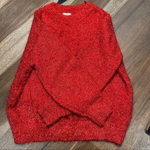 🧙‍♀️H&M - Red Metallic Eyelash Sweater - M
